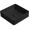 Mexen Grovo lavoar pe blat canelat 37 x 37 cm, negru mat - 22303785