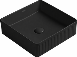 Mexen Grovo lavoar pe blat canelat 37 x 37 cm, negru mat - 22303785