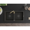 Mexen Mario chiuvetă granit 2 compartimente cu baterie de bucătărie Telma, negru/auriu - 6504-75-670200-50-B