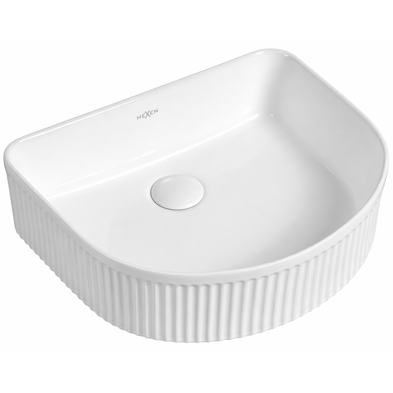 Mexen Grovo chiuvetă deasupra blatului canelată 40 x 35 cm, albă - 22304000