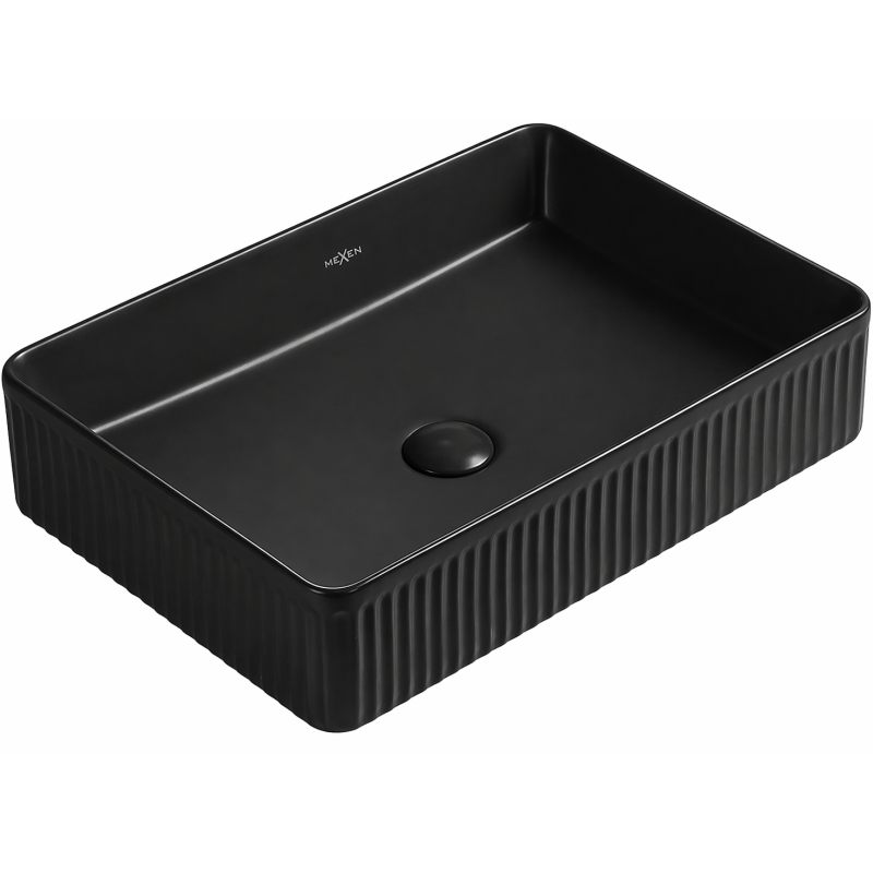 Mexen Grovo pultra szerelhető bordázott mosdó 51 x 37 cm, fekete matt - 22305185