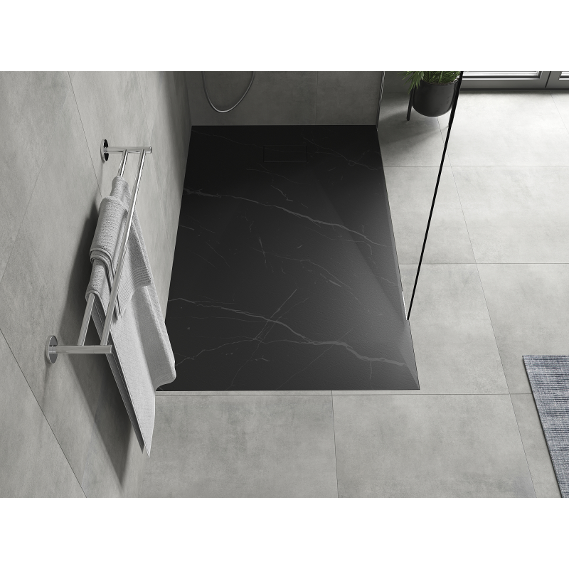 Mexen Hugo SMC szögletes zuhanytálca 160 x 80 cm, fekete kő - 42758016