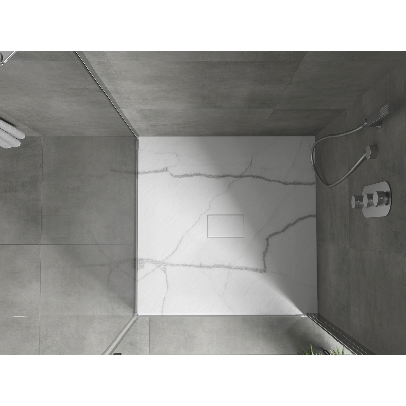 Mexen Hugo SMC négyzet alakú zuhanytálca 100 x 100 cm, fehér kő - 42151010