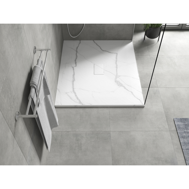 Mexen Hugo SMC 120 x 100 cm téglalap alakú zuhanytálca, fehér kő - 42151012