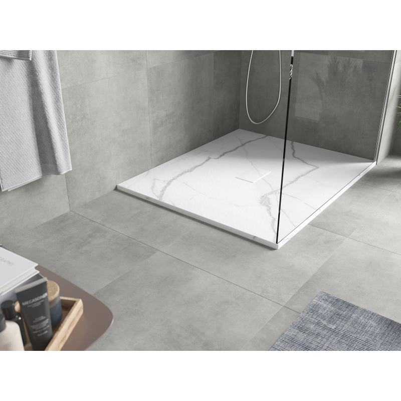 Mexen Hugo SMC 120 x 100 cm téglalap alakú zuhanytálca, fehér kő - 42151012