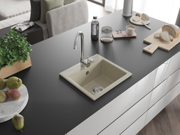 Mexen Milo chiuvetă de bucătărie granit 1-cameră cu robinet de bucătărie Telma, bej - 6505-69-670200-00