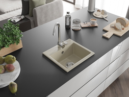 Mexen Milo egymedencés gránit mosogató Telma konyhai csapteleppel, bézs - 6505-69-670200-00