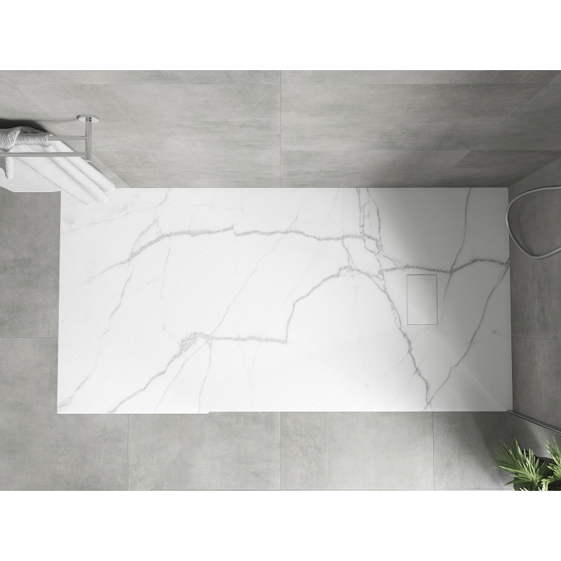Mexen Hugo téglalap alakú SMC zuhanytálca 170 x 80 cm, fehér kő - 42158017