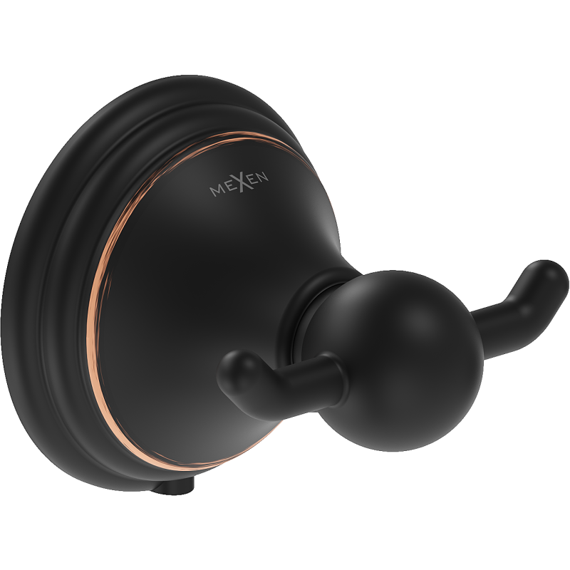 Mexen Lusso dupla törölköző kampó, antik fekete - 70A16812-79