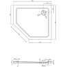 Mexen Flat receș cinciunghiular slim dreapta 90 x 80 cm, alb, sifon crom - 41P108090R