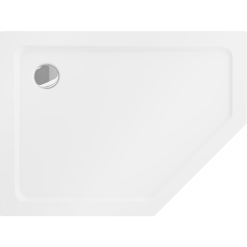 Mexen Flat öt- vagy szögletű, baloldali slim zuhanytálca 100 x 80 cm, fehér, króm szifon - 41P108010L