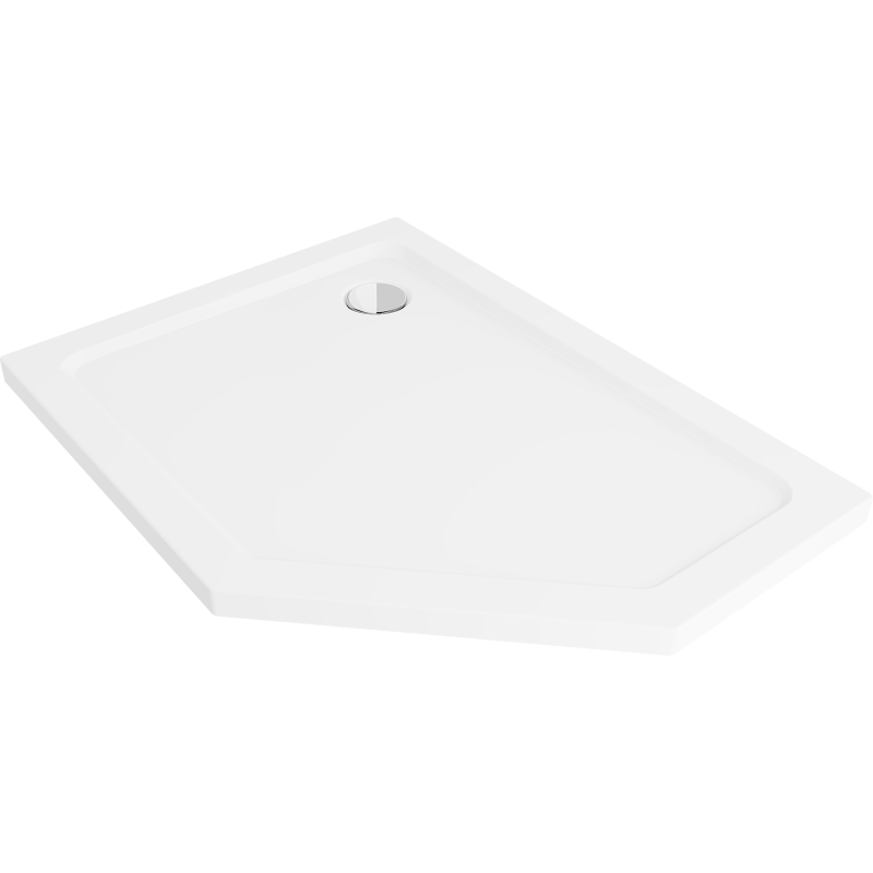 Mexen Flat öt- vagy szögletű, baloldali slim zuhanytálca 100 x 80 cm, fehér, króm szifon - 41P108010L