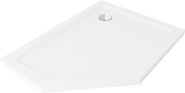 Mexen Flat slim ötszögletű zuhanytálca, jobb 100 x 80 cm, fehér, krómozott szifon - 41P108010R