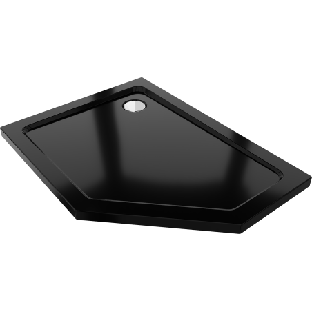 Mexen Flat ötszögletű slim bal zuhanytálca 100 x 80 cm, fekete, króm szifon - 41P708010L