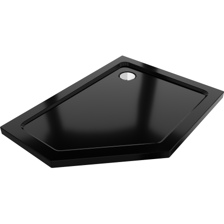 Mexen Flat ötoldalú slim jobbos zuhanytálca 100 x 80 cm, fekete, krómozott szifon - 41P708010R