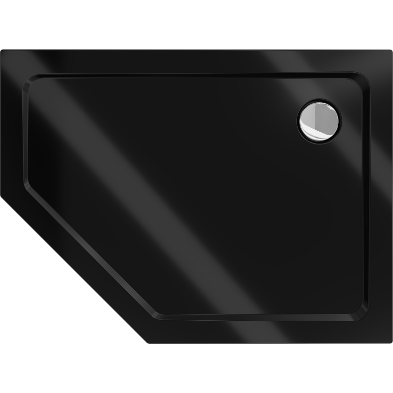 Mexen Flat ötoldalú slim jobbos zuhanytálca 100 x 80 cm, fekete, krómozott szifon - 41P708010R
