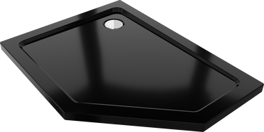 Mexen Flat recezivă pentagonală slim stânga 100 x 90 cm, negru, sifon crom - 41P709010L
