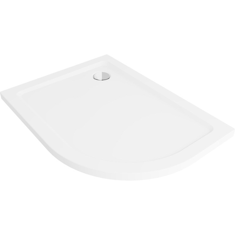 Mexen Flat receveur de duș semicircular slim stânga 120 x 90 cm, alb, sifon crom - 41109012L