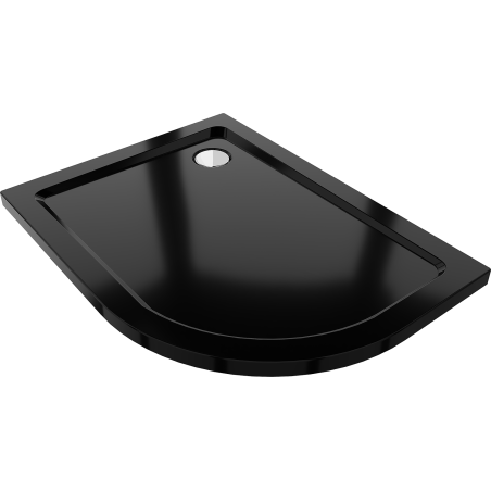 Mexen Flat brodzik semicircular slim stânga 90 x 80 cm, negru, sifon crom - 41708090L