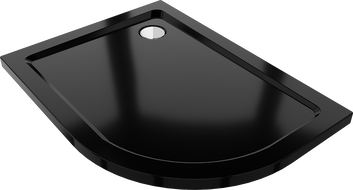 Mexen Flat cadă de duș semicirculară slim stânga 120 x 80 cm, negru, sifon cromat - 41708012L