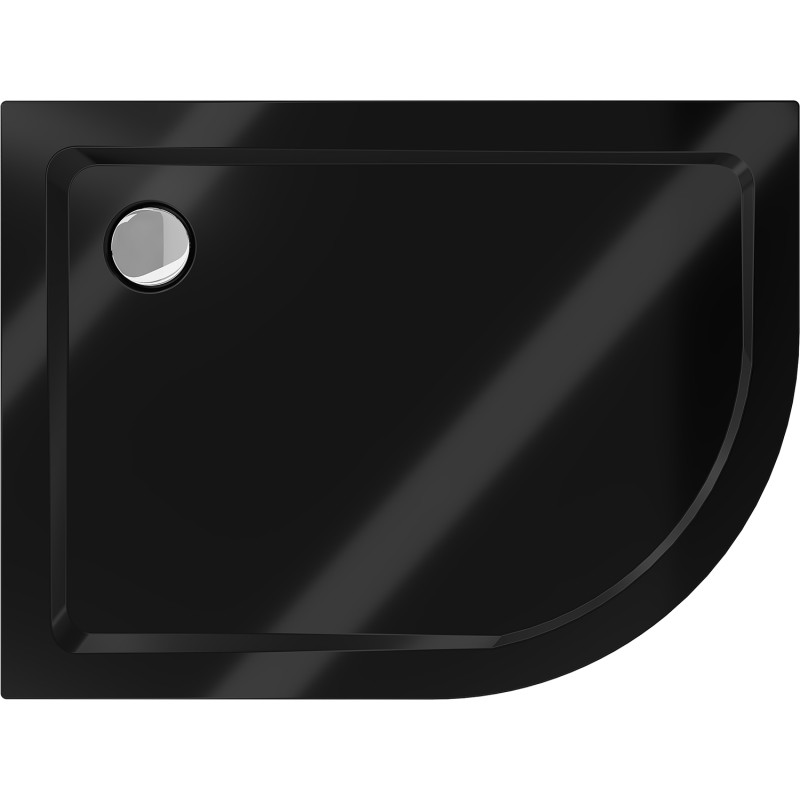 Mexen Flat cadă de duș semicirculară slim stânga 120 x 80 cm, negru, sifon cromat - 41708012L