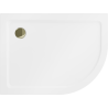 Mexen Flat félköríves slim bal tálca 90 x 80 cm, fehér, arany szifon - 41108090L-G