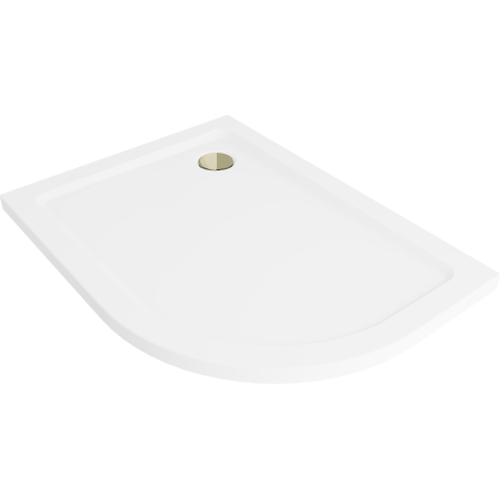 Mexen Flat cadă de duș semicirculară slim stânga 120 x 90 cm, alb, sifon auriu - 41109012L-G