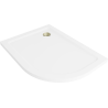 Mexen Flat cadă de duș semicirculară slim stânga 120 x 90 cm, alb, sifon auriu - 41109012L-G