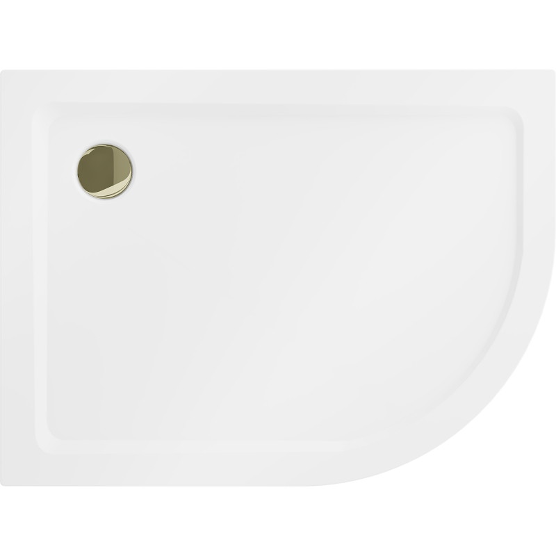 Mexen Flat cadă de duș semicirculară slim stânga 120 x 90 cm, alb, sifon auriu - 41109012L-G