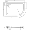 Mexen Flat cadă de duș semicirculară slim stânga 120 x 90 cm, alb, sifon auriu - 41109012L-G