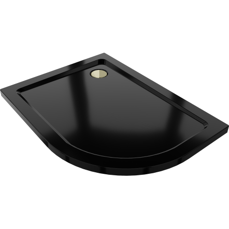 Mexen Flat brodă semicirculară slim stânga 90 x 80 cm, negru, sifon de aur - 41708090L-G
