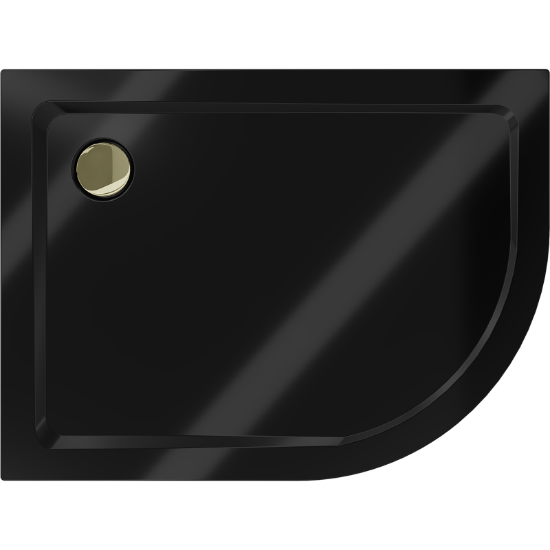 Mexen Flat podeț semicircular subțire stânga 100 x 80 cm, negru, sifon auriu - 41708010L-G