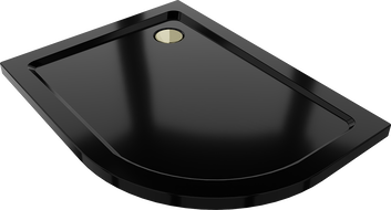 Mexen Flat brodzik semicircular slim stânga 120 x 80 cm, negru, sifon auriu - 41708012L-G