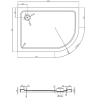 Mexen Flat brodzik semicircular slim stânga 120 x 80 cm, alb, sifon negru - 41108012L-B