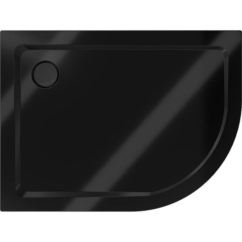 Mexen Flat brodzik semirotund slim stânga 100 x 80 cm, negru, sifon negru - 41708010L-B