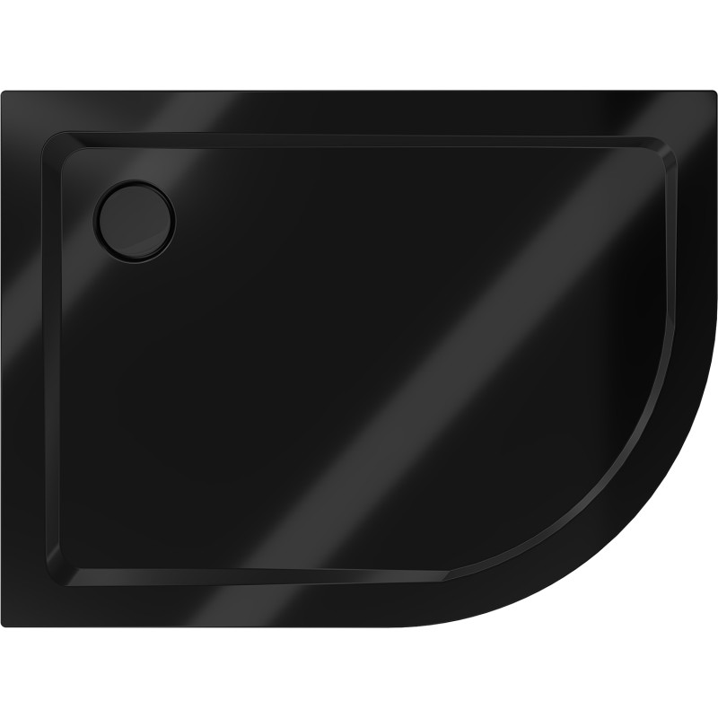 Mexen Flat félköríves slim bal 100 x 90 cm, fekete, fekete szifon - 41709010L-B