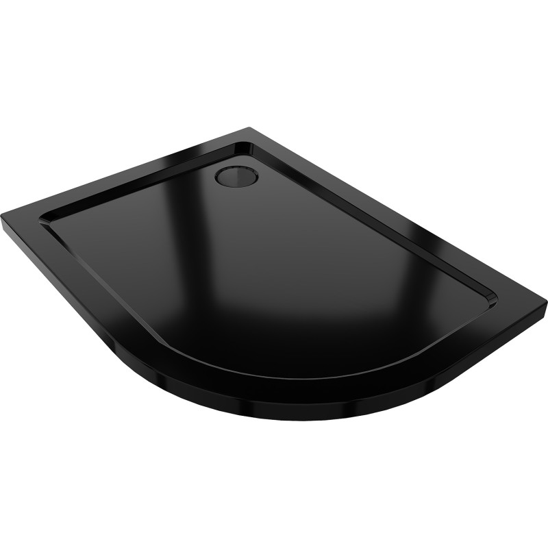 Mexen Flat félköríves slim bal 100 x 90 cm, fekete, fekete szifon - 41709010L-B