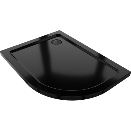 Mexen Flat broască semicirculară slim stângă 100 x 90 cm, negru, sifon negru - 41709010L-B