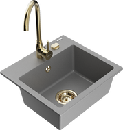 Mexen Milo egymedencés gránit mosogató konyhai csapteleppel Telma, szürke - 6505-71-670200-50