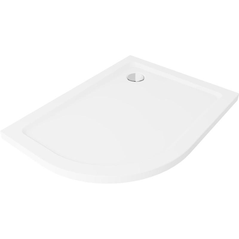 Mexen Flat cadă de duș semicirculară slim dreapta 120 x 90 cm, alb, sifon crom - 41109012P