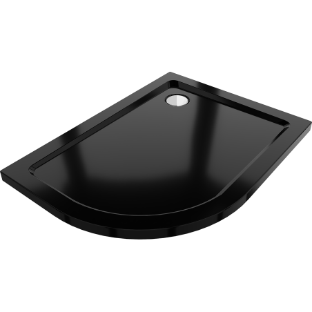 Mexen Flat receiving semi-round slim dreapta 100 x 90 cm, negru, sifon crom - 41709010P