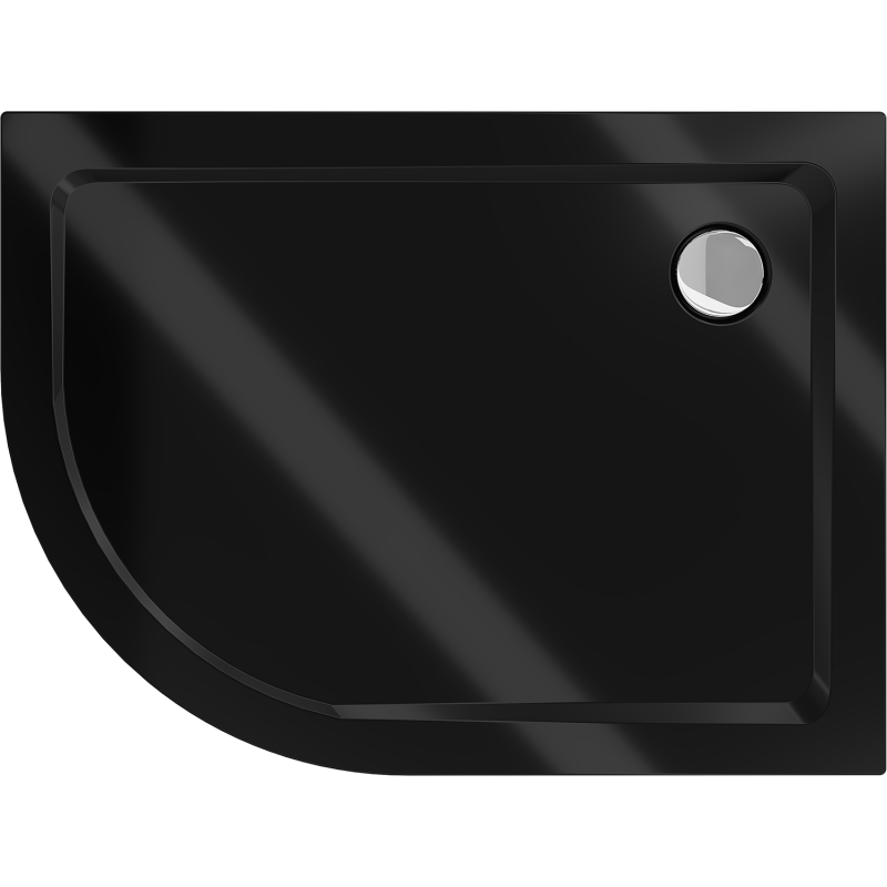Mexen Flat slim félköríves zuhanytálca jobb 100 x 90 cm, fekete, króm szifon - 41709010P