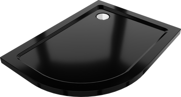 Mexen Flat brodzik semicircular slim dreapta 120 x 90 cm, negru, sifon crom - 41709012P