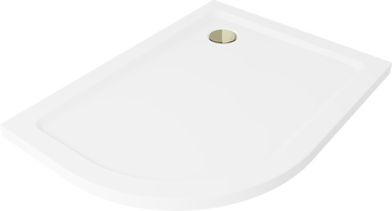 Mexen Flat cadă de duș semicirculară slim dreapta 120 x 80 cm, albă, sifon auriu - 41108012P-G
