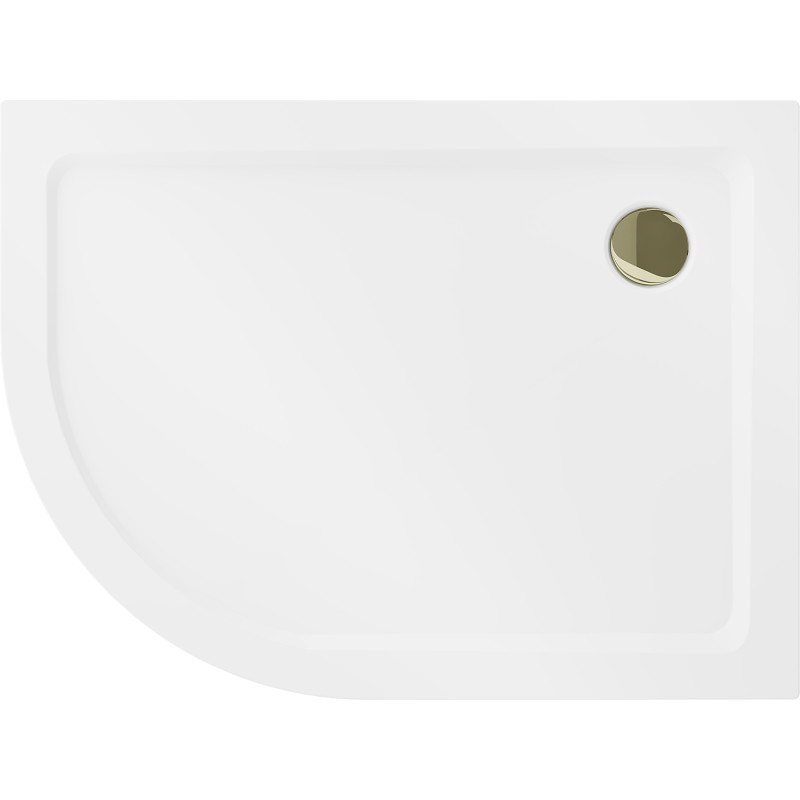 Mexen Flat cadă de duș semicirculară slim dreapta 120 x 80 cm, albă, sifon auriu - 41108012P-G