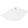 Mexen Flat brodiu semicircular slim dreapta 120 x 90 cm, alb, sifon auriu - 41109012P-G