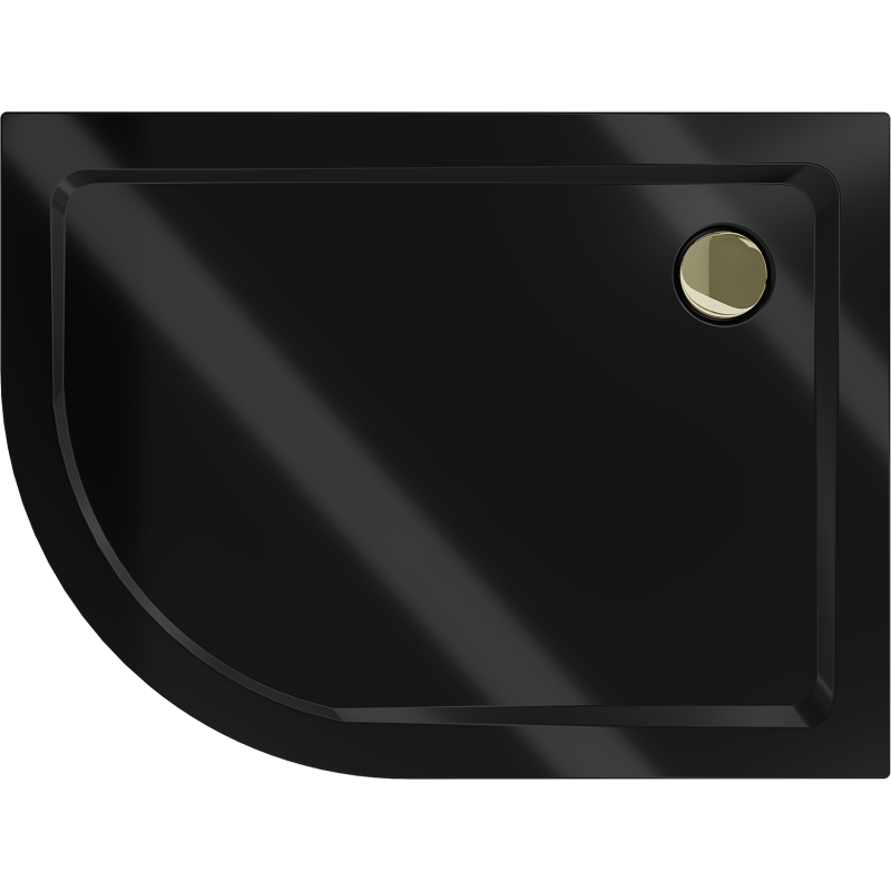 Mexen Flat duș semi-rotund slim dreapta 100 x 80 cm, negru, sifon auriu - 41708010P-G