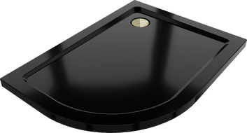 Mexen Flat cadă de duș semicirculară slim dreapta 120 x 90 cm, negru, sifon auriu - 41709012P-G