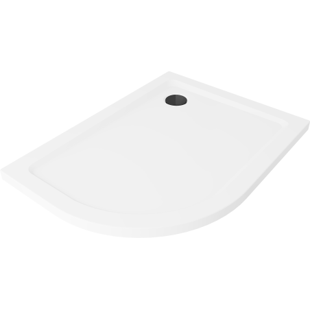 Mexen Flat receveur de dus semirotund slim drept 100 x 90 cm, alb, sifon negru - 41109010P-B