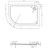 Mexen Flat cadă de duș semicirculară slim dreapta 120 x 90 cm, albă, sifon negru - 41109012P-B